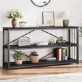 LVB Black Entryway Table, Modern Narrow Console for Hallway, Industrial Farmhouse Foyer Table with Storage Shelves, 63 Inch-Ruum Studio Home