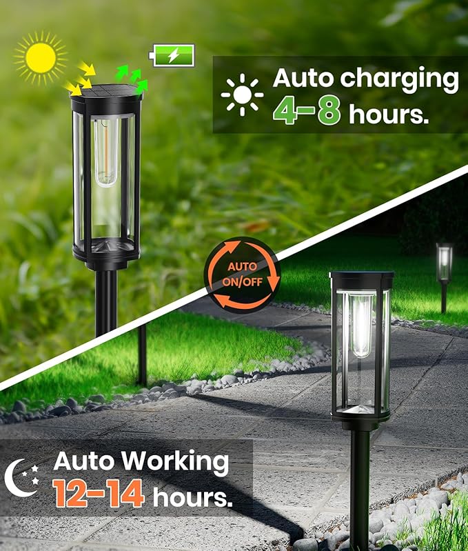 8 Pack Solar Pathway Lights Outdoor,Super Brightness IP65 Waterproof Auto On/Off Solar Path Lights, Garden Solar Powered Landscape Lighting for Outside Yard Garden Driveway Walkway Decor-Ruum Studio Home