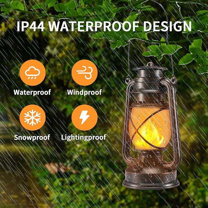 Outdoor Lanterns Waterproof Hanging Vintage LED Camping Lamps with Dancing Flame Non-Solar Remote Control Light Landscape Decor for Table Patio Garden Yard Pathway Porch 2Pack (3AA Batteries Power)-Ruum Studio Home