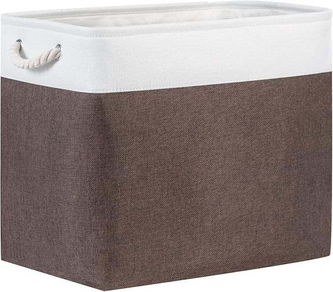 Bidtakay Baskets for Organizing Set of 2 Extra Large Fabric Storage Bins 17x12x15 in Collapsible Laundry Baskets Blanket Basket with Soft Handles Rustic Decorative Stair Basket Dog Toy Bins-Ruum Studio Home