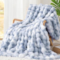 Touchat Luxury 1000GSM Faux Rabbit Fur Throw Blanket, Super Heavy Warm Cozy Grey Blankets for Couch Bed Sofa, Ruched Plush Fuzzy Elegant Soft Reversible Mink Blanket for Living Room Bedroom-Ruum Studio Home