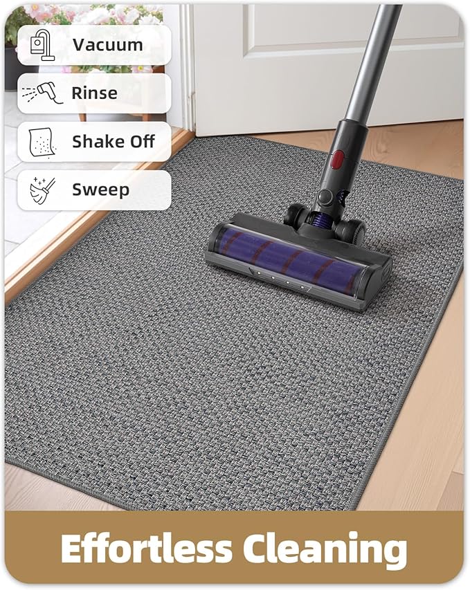 Color&Geometry Front Door Mat Indoor 27"x59", Rugs for Entryway, Non Slip Washable Low-Profile Inside, Entry Mat Entry Rug Door Mat Indoor Entrance, Light Grey (Rolled-up NO Creases)-Ruum Studio Home