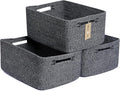 Large Storage Baskets for Shelves, Closet Organizers Bins for Clothes Blanket Towels, Baby Nursery, Toy Baskets Box, Woven Rope Baskets, 17 x 13 x 7.5”, 3 Packs Dark Gray-Ruum Studio Home