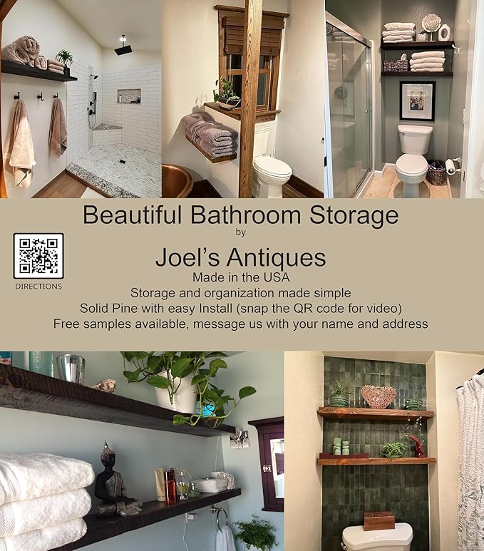 joelsantiques 30 Inch Floating Shelves - 30x8x2 in - Bathroom Shelves Over Toilet - Wall Mounted Floating Shelves Toilet Paper Storage Small Farmhouse Decor Shelf, Rustic Brown-Ruum Studio Home