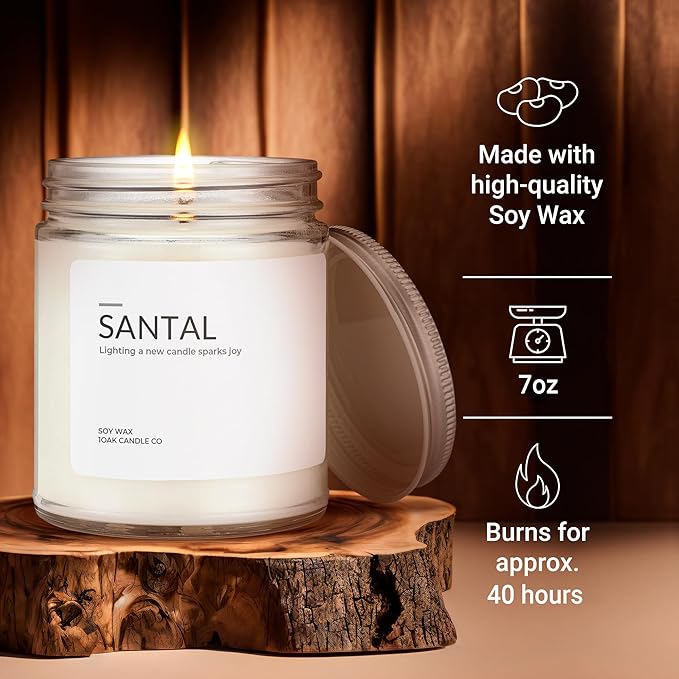 1OAK Soy Santal Candle (Santal) - Soy Wax Scented Candle - Candles for Home Scented - Long Burning Candles Premium - Hand-Poured (7oz.)-Ruum Studio Home