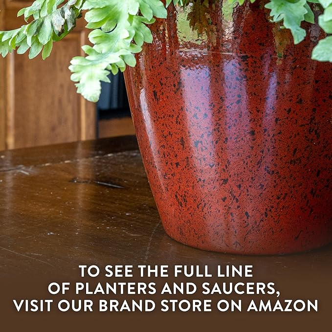 Classic Home and Garden Vogue Planter Pots w/Pottery Quality Finish - Modern Indoor & Outdoor Flower Pots - UV-Resistant Porch Planters - Decorative Pot for Flowers & Herbs (8” Lava Red)-Ruum Studio Home