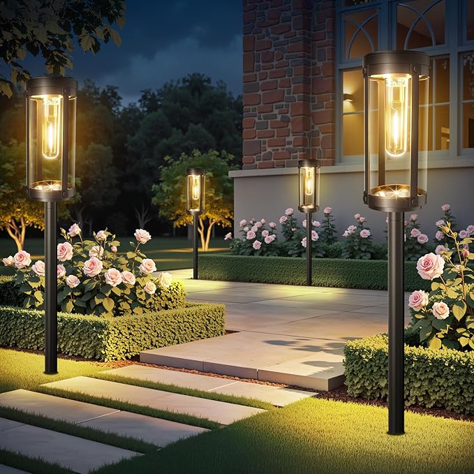 Bright Solar Pathway Lights Outdoor, 2 Pack Upgraded Solar Powered Garden Lights Waterproof, Auto On/Off Solar Yard Light for Lawn Patio Walkway Driveway Landscape Lighting Decor (Warm White, 2 Pack)-Ruum Studio Home