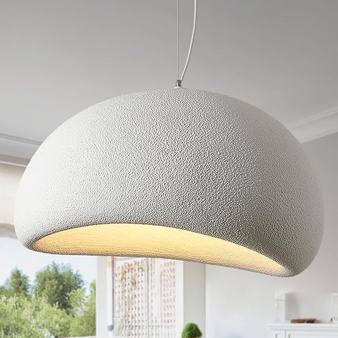 23.6in Large Wabi Sabi Pendant Lights Kitchen Island Lighting Fixture Ceiling Mount White Modern Japanese Lamp Japandi Chandelier for Dining Living Room Bedroom Restaurant Hanging Lamp-Ruum Studio Home