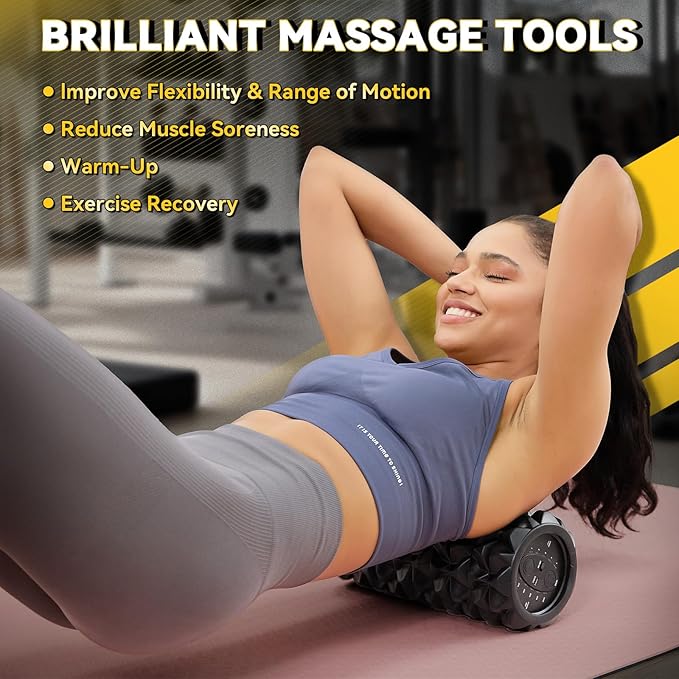 Vibrating Foam Roller, High Density Massage Muscle Roller Back Roller Foam for Back Pain Relief & Muscle Recovery and Physical Therapy, 5-Speed Rechargeable Exercise Roller, 2 Modes-Ruum Studio Home