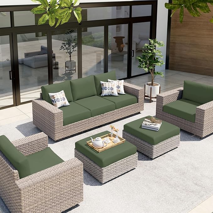 hyha Waterproof Couch Cushion Covers, Stretch Sofa Couch Seat Slipcover for Dog Washable, Non-Slip Waterproof Outdoor Cushion Covers for Patio Furniture Replacement (3 Pieces, Bronze Green)-Ruum Studio Home