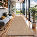 CAMILSON Indoor and Outdoor Runner Rug Natural Solid Boho Woven Design Easy-Cleaning Non Shedding Fiber Living Room Bedroom Garden Patio and Kitchen Washable Outside Carpet Alfombras (2x7)-Ruum Studio Home