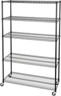 Seville Classics UltraDurable Heavy Duty NSF Solid Steel Wire Rack Storage Unit, Organizer for Garage, Warehouse, Office, Restaurant, Classroom, Kitchen, Black, 5-Tier Shelving, 48" W x 18" D-Ruum Studio Home