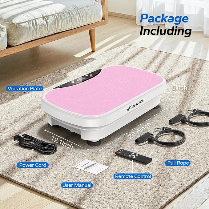 MERACH Vibration Plate Exercise Machine, Vibration Plate for Lymphatic Drainage Weight Loss, Vibrating Plate Exercise Machine with Bluetooth and LED Display, Workout Equipment for Women Men Home-Ruum Studio Home