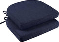 downluxe Indoor Chair Cushions for Dining Chairs, Soft and Comfortable Textured Foam Kitchen Chair Pads with Ties and Non-Slip Backing, 16" x 16" x 2", Navy, 2 Pack-Ruum Studio Home
