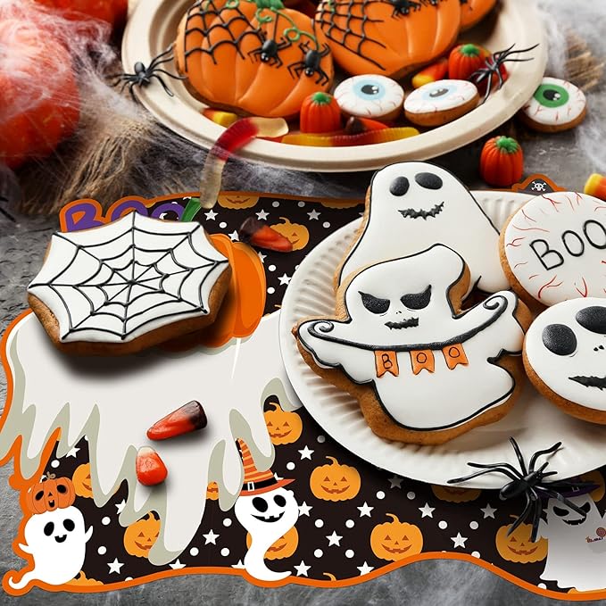 MCEAST 6 Pack Halloween Plastic Placemats Halloween Pumpkin Spider Ghost Waterproof Table Mats Assorted 6 Styles Halloween Party Table Decorations for Home Kitchen Dining, 16 x 12 Inches-Ruum Studio Home