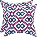 Alysheer Embroidered Decorative Throw Pillow Cover 18"x 18" Set of 2, Classic Boho Geometric Embroidery Pattern Cotton Rectangular Cushion Case for Sofa Couch Living Room Bedroom (Blue Pink)-Ruum Studio Home