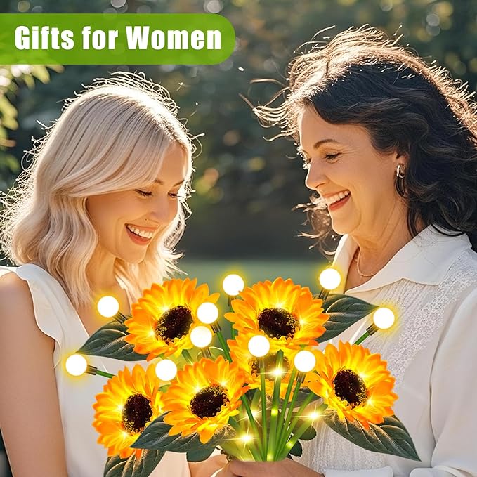 Solar Sunflower Lights Outdoor Waterproof - 6 Pack Solar Powered Sunflowers with Firefly Solar Lights for Garden Lawn Decor-Ruum Studio Home