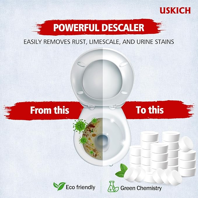 USKICH Toilet Bowl Cleaner - 80 PACK, Household Automatic Toilet Bowl Cleaners with Bleach, Bathroom Toilet Tank Cleaners Tablets with Sustained-Release Technology for Against Tough Stains-Ruum Studio Home