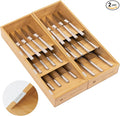 Premium Cutlery, Flatware, and Silverware Drawer Organizer – Slanted 3-Compartment Design with Labeled Slots, Non-Slip Feet, 100% Sustainable Bamboo, 2 Pack-Ruum Studio Home