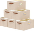 Yawinhe Fabric Storage Bins with Handles, Foldable Baskets for Shelves, Cubes with 3 Handles, Large Boxes for Clothes, Beige, 16.9''Lx11.8''Wx10.2''H, 6-Pack-Ruum Studio Home