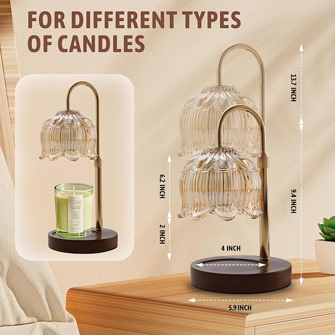GEEZO Fragrance Candle Warmer Lamp，Electric Candle Warmer with Timer & Dimmer，Mom Christmas Birthday Gifts for Women, House Warming Gifts New Home Bedroom Decor-Ruum Studio Home