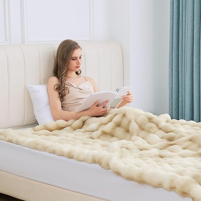 Tie-dye Camel Twin Fuzzy Ultra Soft Bed Comfy Blanket 60x80 Cozy Faux Fur Throw Blanket for Living Room Thick Fluffy Furry Blanket Home Gifts 860 GSM-Ruum Studio Home