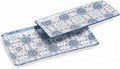 Bico Blue Talavera Ceramic 14 inch Rectangular Serving Platter, Set of 2, for Serving Salad, Pasta, Cheese, Ham, Appetizer, Microwave & Dishwasher Safe-Ruum Studio Home