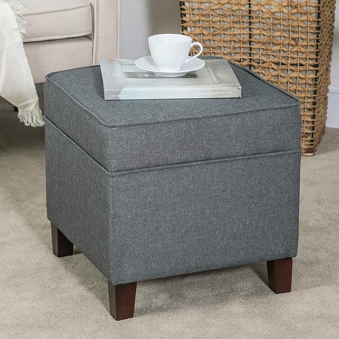 Adeco Chest and Footrest-Square Seat Storage Bench Ottoman, Gray-Ruum Studio Home