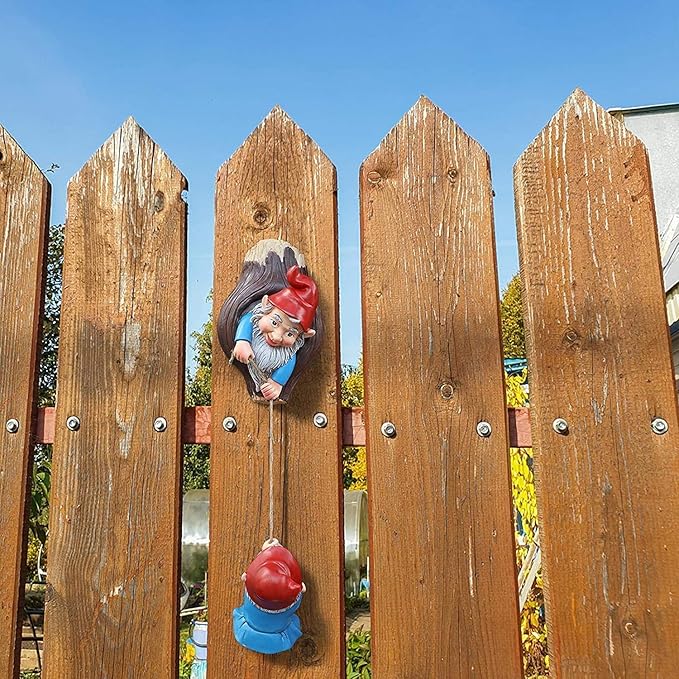 Gnome Tree Hugger Figurines Miniature Fairy Elf Climbing Tree Hanging Statue Garden Sculpture Decorative Outdoor Ornaments-Ruum Studio Home