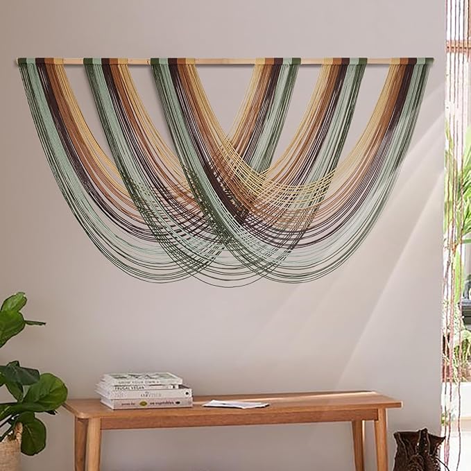 Flber Macrame Wall Hanging Boho Wall Decor Yarn Wall Art Tapestry Bedroom Living Room Nursery Apartment Home Decor 57" W x 31" L-Ruum Studio Home