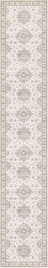 Washable 2.6x14 Runner Rug - Area Rugs Neutral Vintage Distressed Floral Farmhouse Boho Large Soft Floor Rug Indoor Carpet for Hallway Entryway Home - Beige Brown-Ruum Studio Home