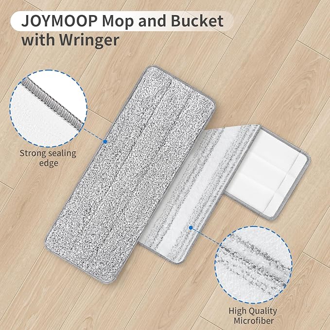 10Pcs Joymoop Mop Replacement Pads, 15 * 4.9'' Universal Mop Pads Mop Head Refills Washable Wet Mop, Compatible with Most 11-14” Size Mops-Ruum Studio Home