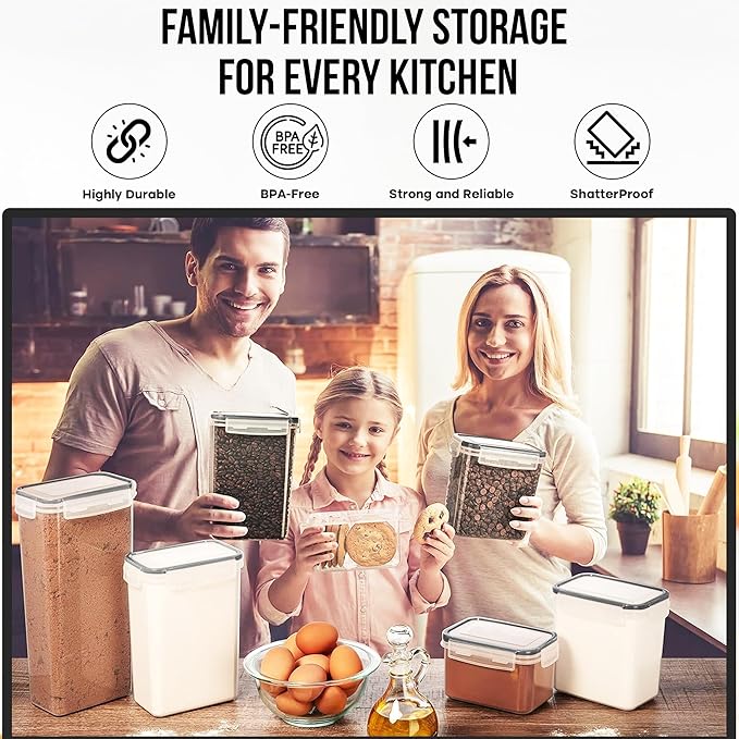 WHITE FEATHER SUPPLIES 40 PCS Airtight Food Storage Containers with Lids - BPA Free Durable Plastic Leakproof Flour Sugar Cereal Containers Storage for Pantry Organization - Dishwasher Safe-Ruum Studio Home