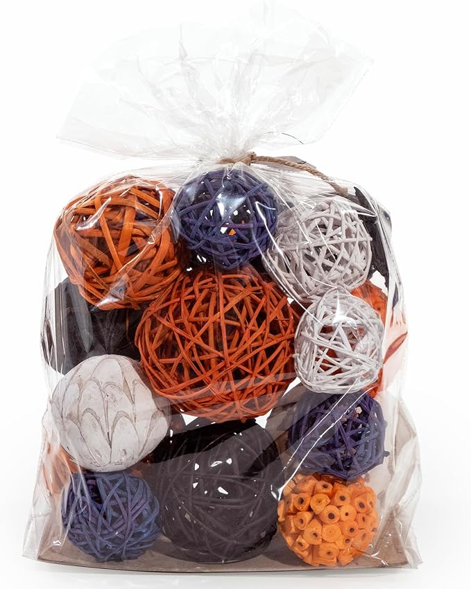 ANDALUCA Large Decorative Halloween Fall Vase Filler Bag with Orbs, Balls (Purple Orange)-Ruum Studio Home