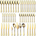 Gold Silverware Set for 8, OGORI 45-Piece Stainless Steel Flatware Set with Serving Set, Mirror Polished Cutlery Set with Serving Utensils Spoon for Kitchen Party Supply-Ruum Studio Home