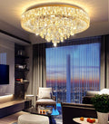 23.6'' Modern Crystal Chandeliers LED Dimmable Flush Mount Ceiling Chandeliers for Living Room Entrance Foyer Bedroom Gold-Ruum Studio Home