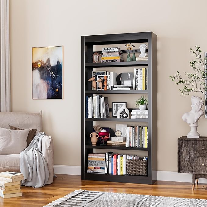 Bookcase, 5-Shelf Industrial Bookshelf, Large Storage Space, Adjustable Bookshelves, Perfect for Living Room, Home Office, Garage, Ideal for Home Office Upgrade-Ruum Studio Home
