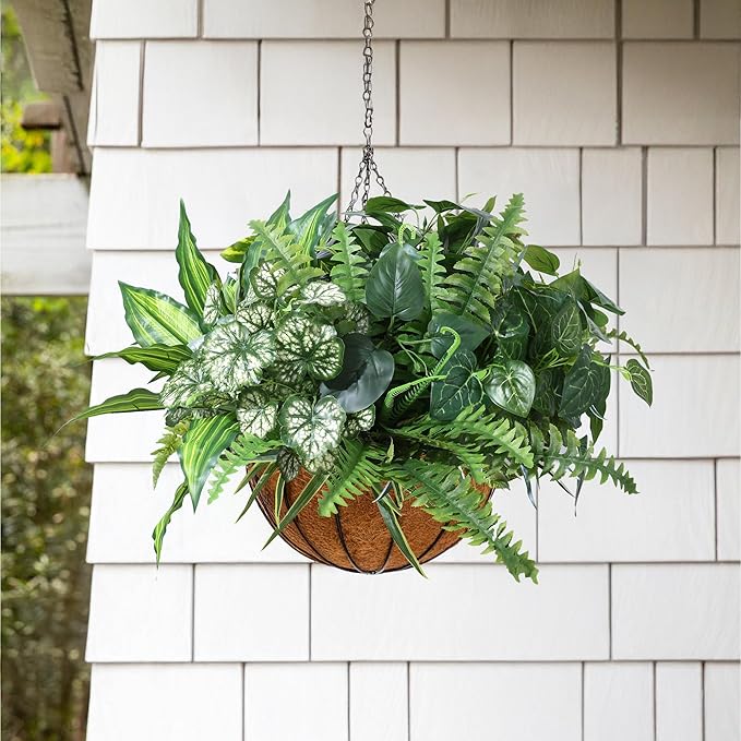 Artificial Greenery Plants Fake Plastic Leaves with Stems UV Resistant Large Bunches Outside Faux Plants Bushes for Outdoor Patio Garden Front Porch Yard Decor (Green)-Ruum Studio Home