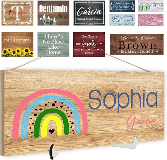 Custom Wood Sign Prsonalized Text Business Home Decor, Personalized Rustic Plaque Board Hanging Wooden Name Sign for Wall Art, Customized Signs Plank Decoration Gifts for Wedding Family Farmhouse Kitchen, Rectangle-Ruum Studio Home