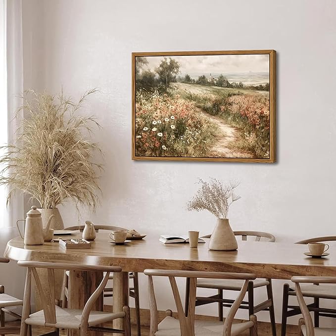 Vintage Framed Wall Art for Living Room – Vintage Wildflower Pictures Oil Paintings Canvas Prints – Country Flower Modern Farmhouse Wall Decor for Bathroom Bedroom Home Office – 8x10in-Ruum Studio Home