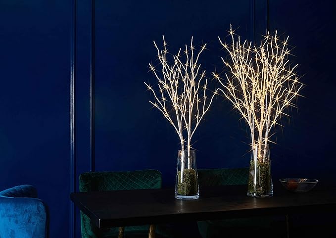 Fudios Lighted Branches 150 LED Fairy Lights with Timer 32in Plug in, Electric Lit White Birch Twigs for Vase Christmas Inside Outside Decor-Ruum Studio Home