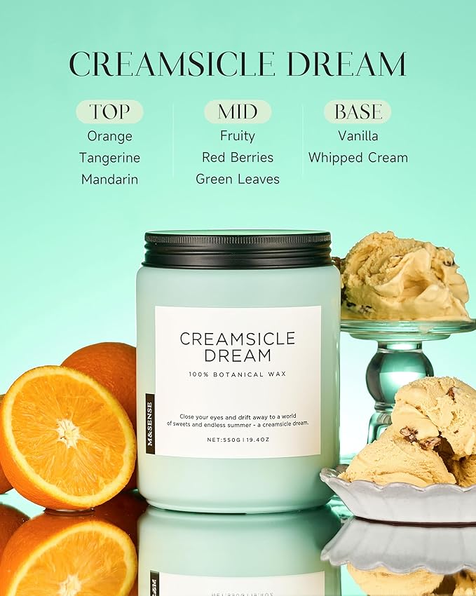 M&SENSE Orange Creamsicle Scented Candle, 19.4oz 110 Hours Slow Burning Non Toxic Natural Soy Wax 2 Wick Candle for Home Scented, Long Lasting Home Fragrance Gifts for Housewarming & Anniversry-Ruum Studio Home