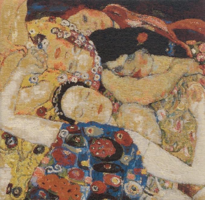 C Charlotte Home Furnishings Inc Virgin Faces Belgian Cushion Cover | Pure Cotton Decorative Cushion Case | Cushion Cover for Indoor Use | 17x17 Inch Cushion Cover for Living Room I by Gustav Klimt-Ruum Studio Home