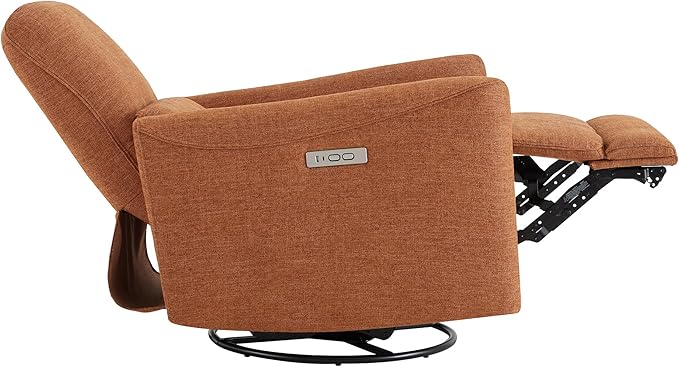 CHITA Power Recliner Chair Swivel Glider, FSC Certified Fabric Living Room Nursery Reclining Sofa Chair with Lumbar Support,Terracotta-Ruum Studio Home