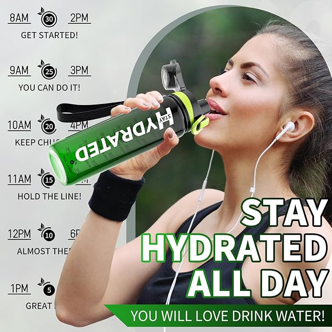 Water Bottle, 32 oz Motivational Water Bottles with Time Marker-Tritan & BPA Free, Sports Water Bottle with Time to Drink & Strap, Wide Mouth, Leakproof -Gift for Christmas Gym Fitness & Outdoor-Ruum Studio Home