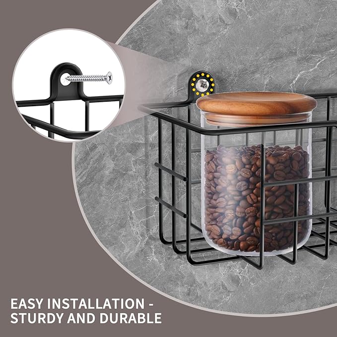 Spice Rack Organizer Wall Mount, Spice Organization Storage Shelf for Cabinet Door, 2 Packs Wall Spice Rack Saving Space for Kitchen, Black-Ruum Studio Home