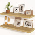 Fun Memories Floating Shelves 36 Inch Long, Deep Floating Shelf for Wall, 36 x 8 Floating Shelves Set of 2, 8 Inch Deep Wall Shelf for Living Room, Kitchen, Bedroom, Large Storage Shelves, Oak Color-Ruum Studio Home