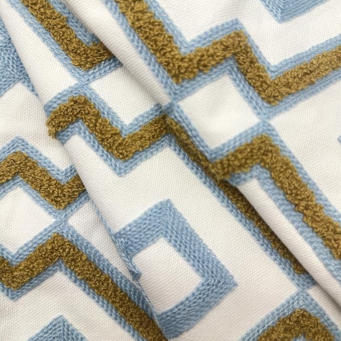Alysheer Embroidered Decorative Throw Pillow Cover 18"x 18" Set of 2, Classic Boho Geometric Embroidery Pattern Cotton Rectangular Cushion Case for Sofa Couch Living Room Bedroom (Blue Khaki)-Ruum Studio Home