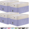 BALEINE 4 Pack Fabric Storage Bins for Shelves, Linen Storage Baskets for Organizing, Decorative Closet Bins for Clothes, Home (Lavender, 12"x8"x8")-Ruum Studio Home
