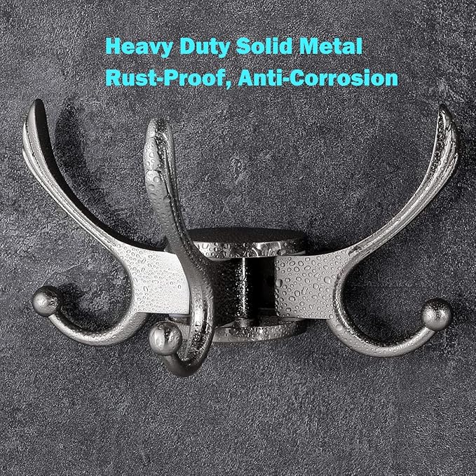 Swivel Coat Hook 2 Pack Heavy Duty Space Saving Towel Rope Hook Wall Mount Triple Swing Arms for RV Bathroom Kitchen Garage,Brushed Nickel-Ruum Studio Home